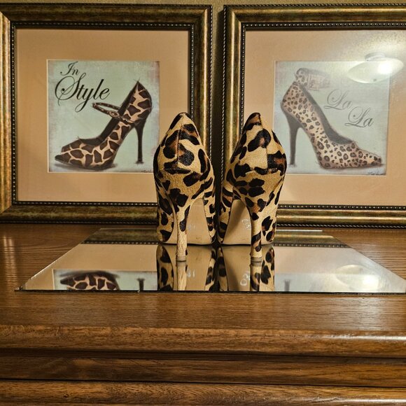 đ„ Jessica Simpson Ginger2 Leopard Peep-Toe Stiletto Heels â Size 6M - Picture 4 of 10